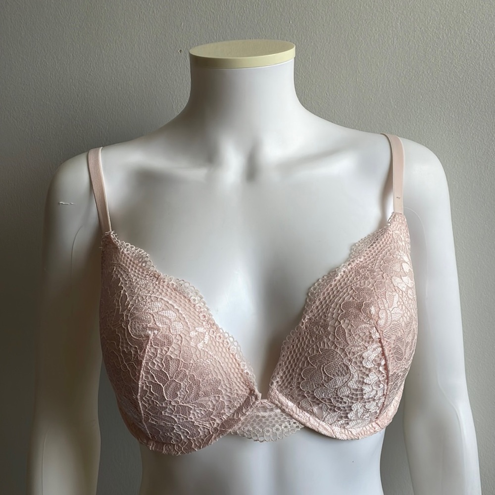 La Senza Obsession Plunge Bra 34DD Pink Lace